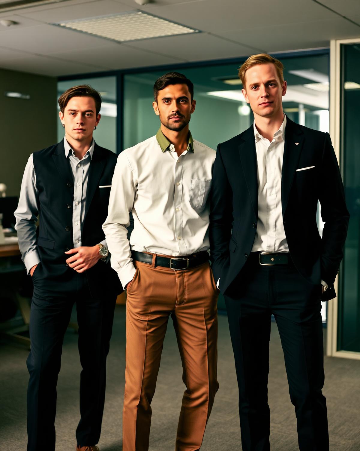 Corporate team wearing tailored branded dress shirts in an office