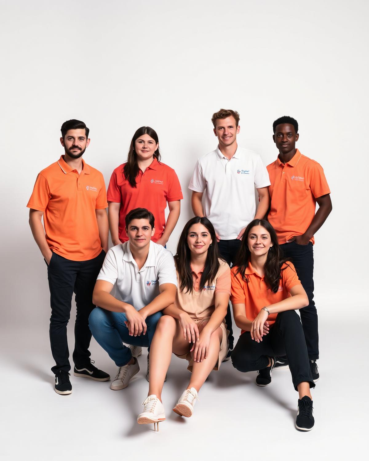 Event team wearing branded polo shirts and t-shirts